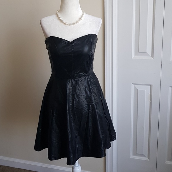 Very J Dresses & Skirts - SOLD! Very J Black Faux Leather Strapless Dress